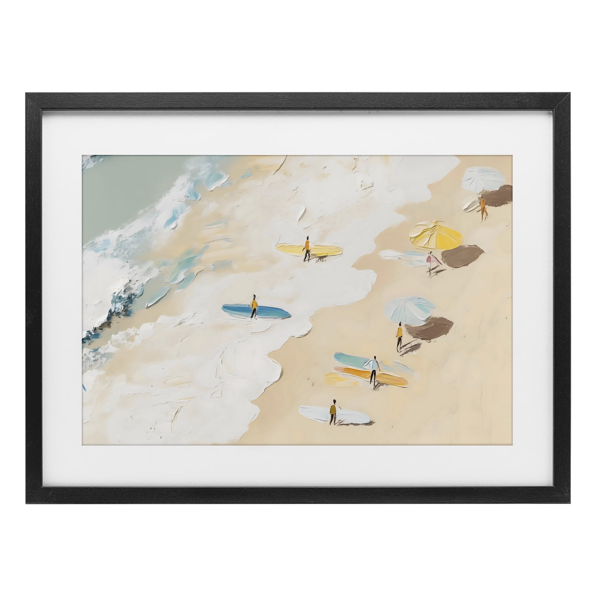 Stupell Industries Beach Surf Summer Scene Black Framed Print Under Glass, design by LSR Design Studio