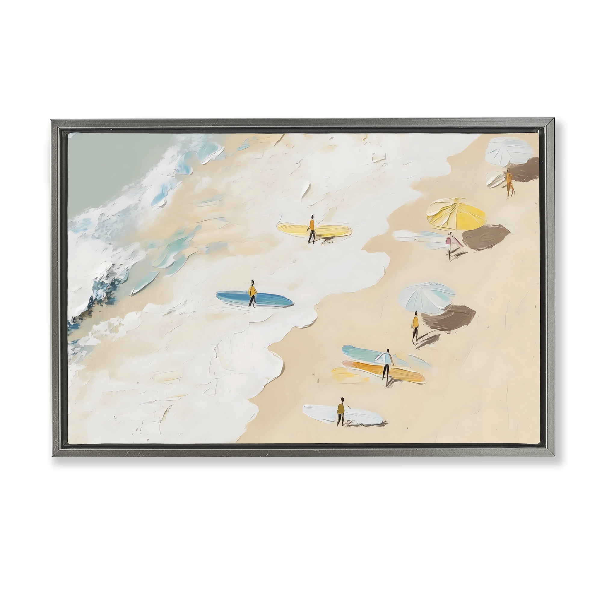 Stupell Industries Beach Surf Summer Scene Gray Framed Floater Canvas Wall Art, design by LSR Design Studio