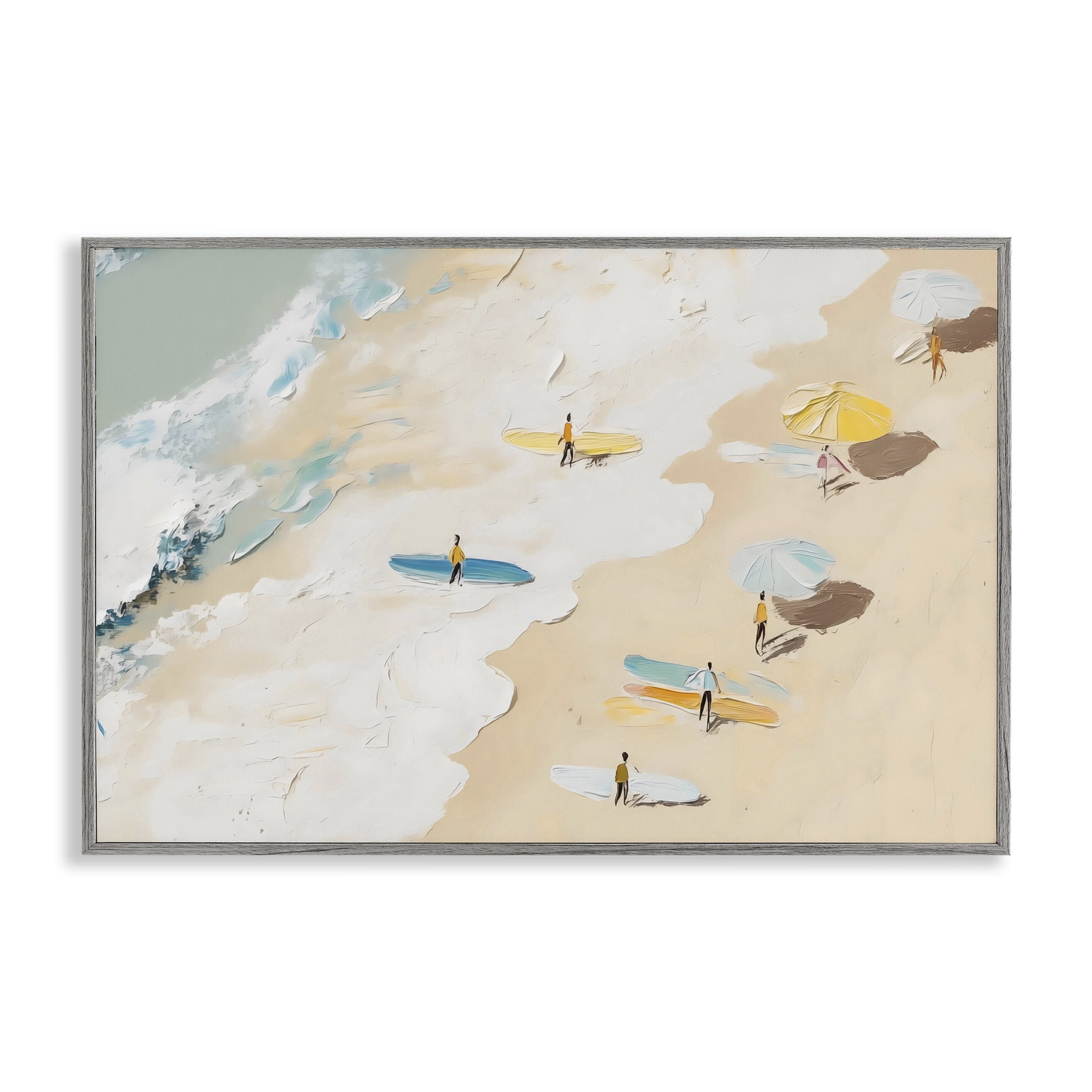 Stupell Industries Beach Surf Summer Scene Gray Framed Giclee Art, design by LSR Design Studio