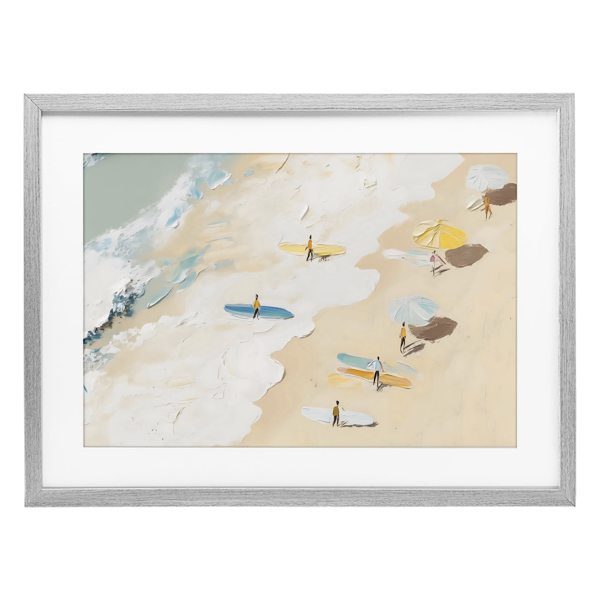 Stupell Industries Beach Surf Summer Scene Gray Framed Print Under Glass, design by LSR Design Studio