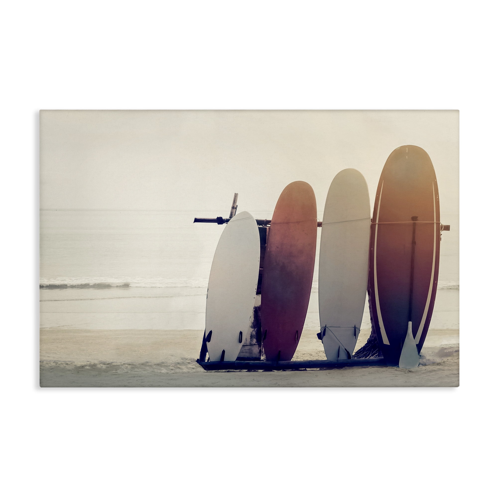 Stupell Industries Beach Surfboards Leaning Landscape Photography Gallery Wrapped Canvas Art Print Wall Art, 30 x 20