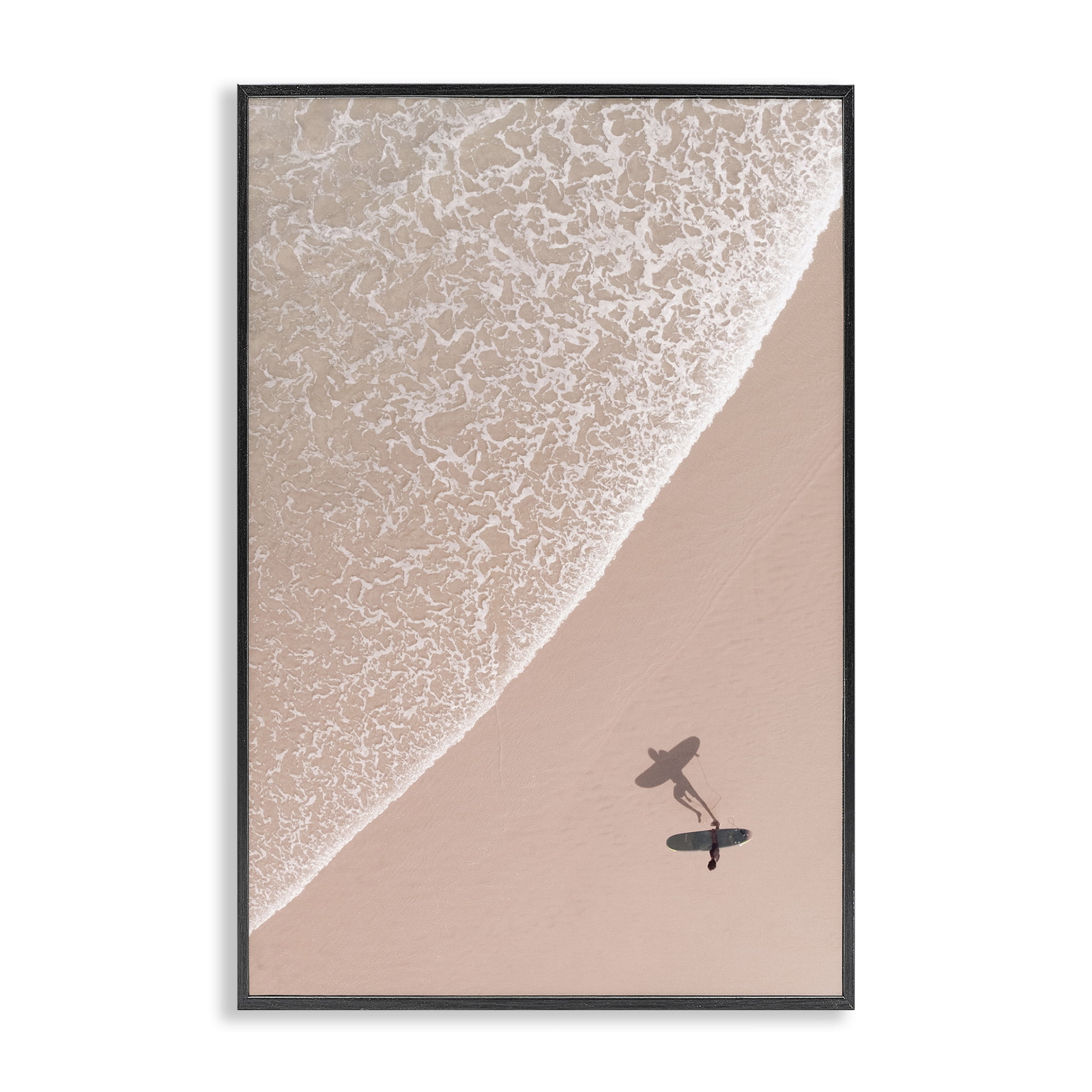 Stupell Industries Beach Surfer Silhouette Landscape & Nature Photography Black Framed Art Print Wall Art, 20 x 30