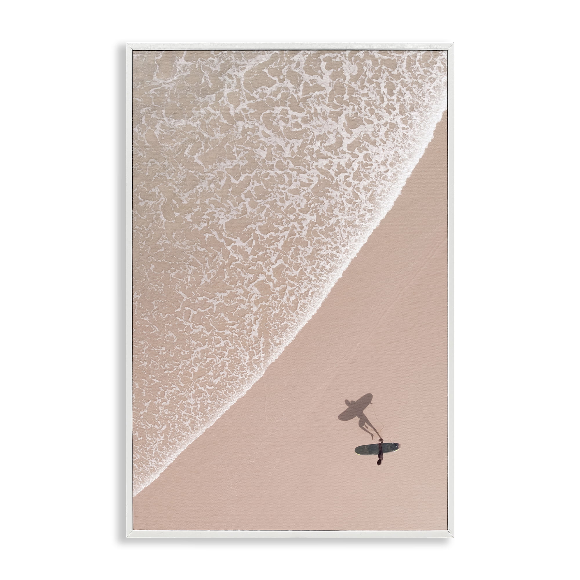 Stupell Industries Beach Surfer Silhouette Landscape & Nature Photography White Framed Art Print Wall Art, 16 x 24