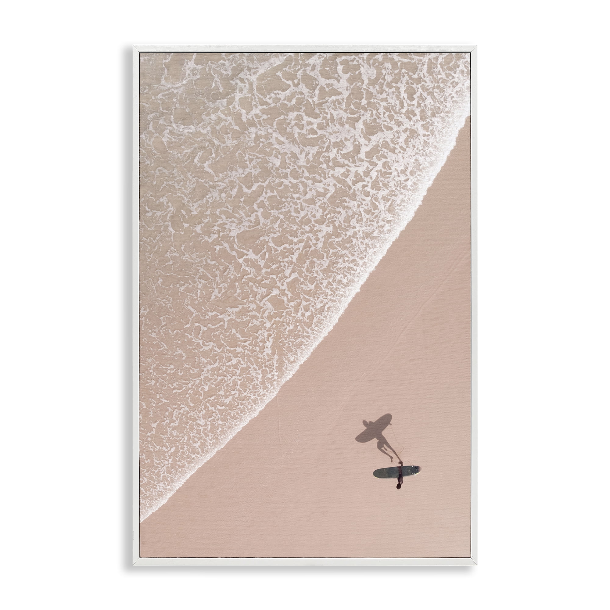 Stupell Industries Beach Surfer Silhouette Landscape & Nature Photography White Framed Art Print Wall Art, 20 x 30