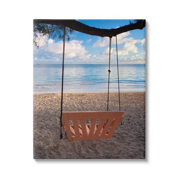 Stupell Industries Beach Swing Relaxing Shore View Coastal Photography Gallery Wrapped Canvas Print Wall Art