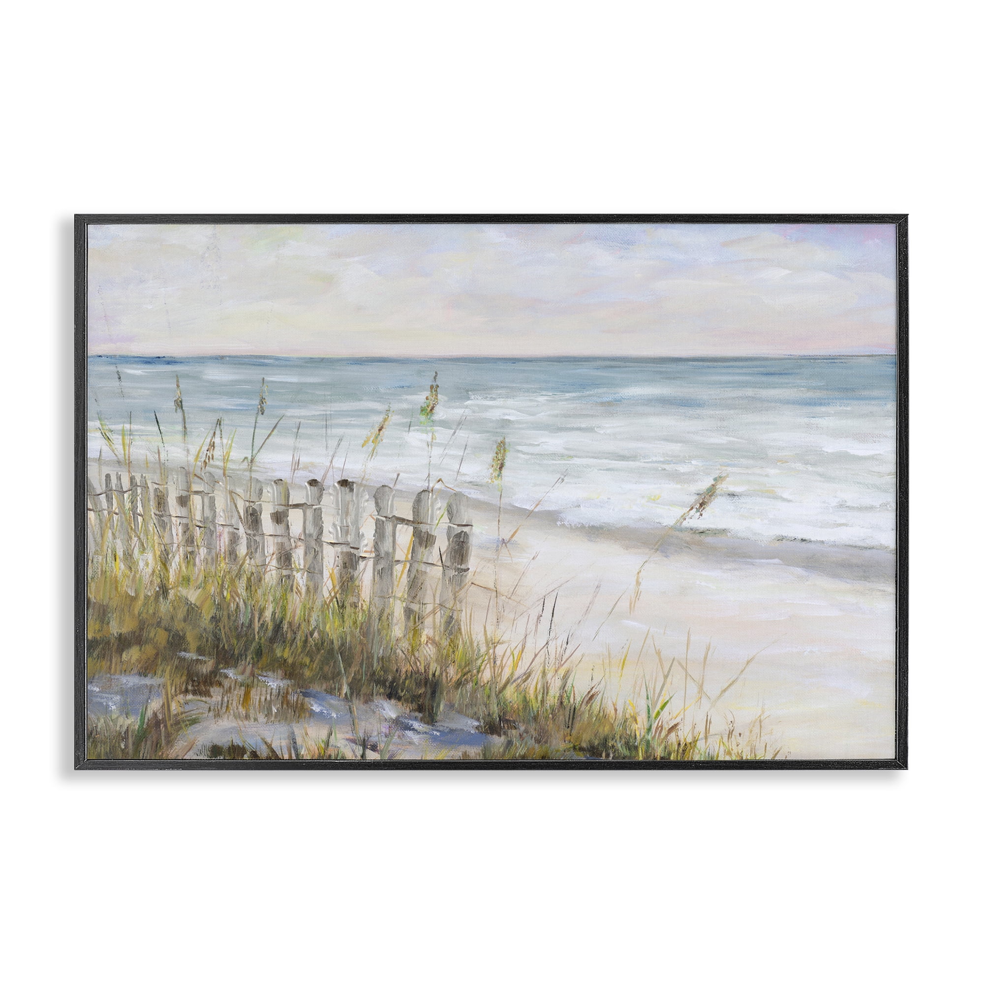 Stupell Industries Beach Tide Pools Landscape Painting Black Framed Art Print Wall Art, 18 x 12