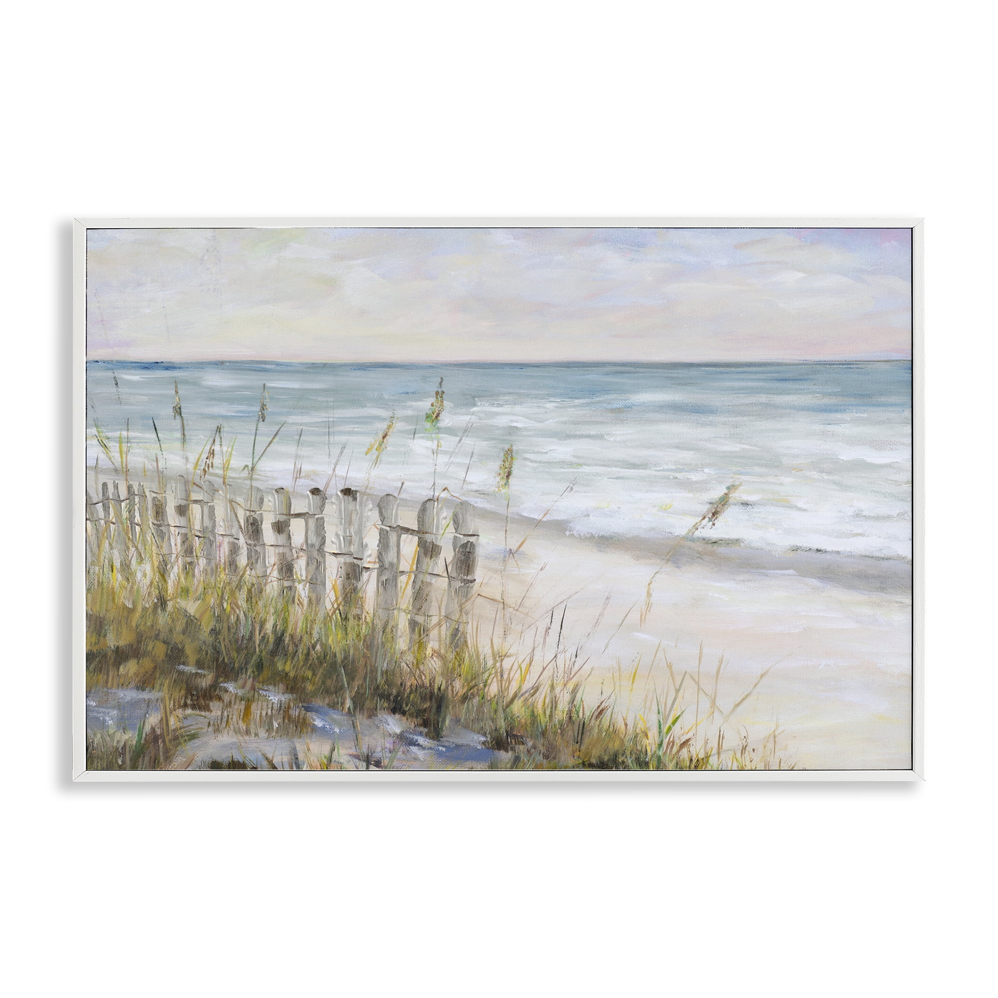 Stupell Industries Beach Tide Pools Landscape Painting White Framed Art Print Wall Art, 30 x 20