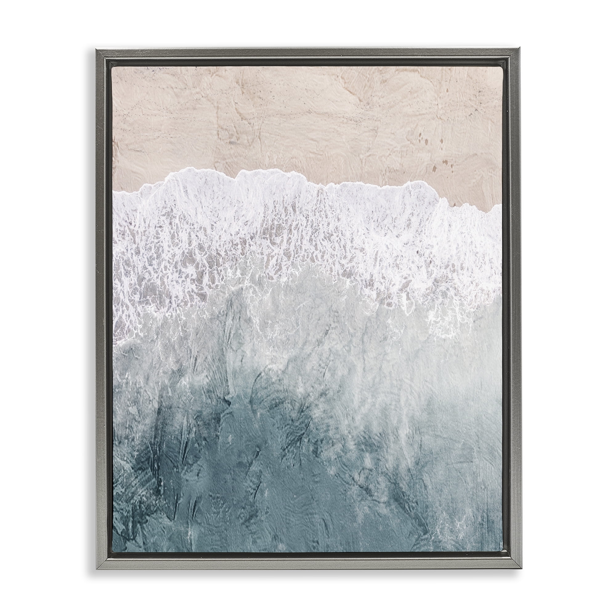 Stupell Industries Beach Top Shore Gray Framed Floater Canvas Wall Art, design by Kim Allen