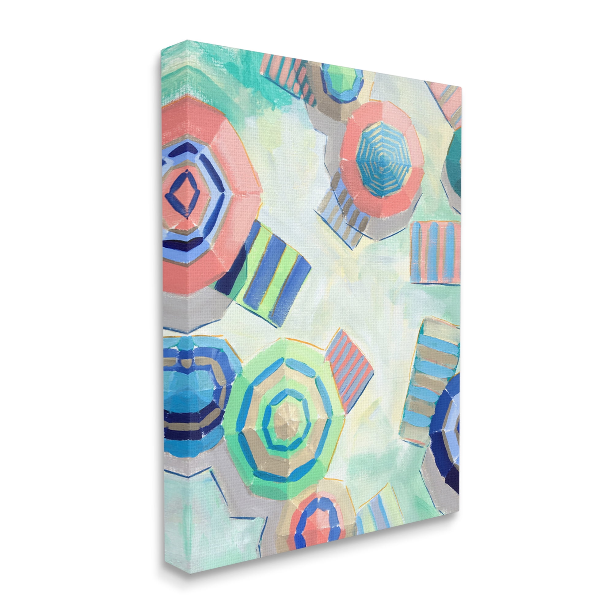 Stupell Industries Beach Towels and Umbrellas Soft Green Tone Canvas Wall Art by Shelby Dillon