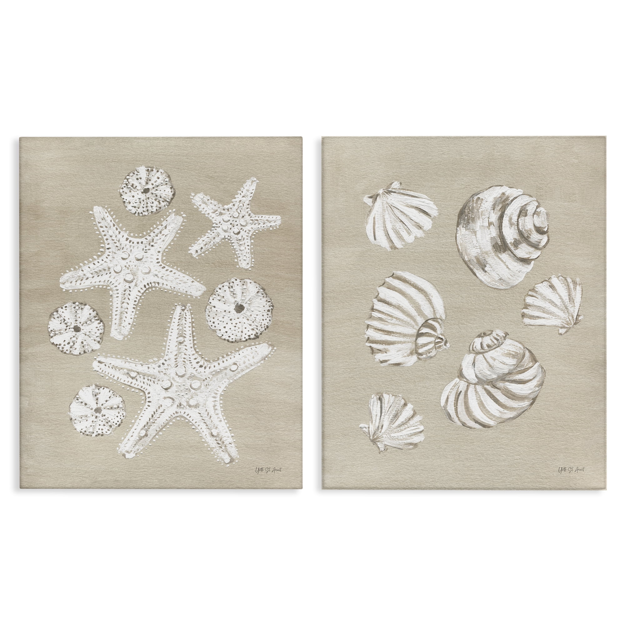 Stupell Industries Beach Treasure Starfish Shells Nautical & Beach Painting Wrapped Canvas Art Print Wall Art, 24 x 30, Set of 2
