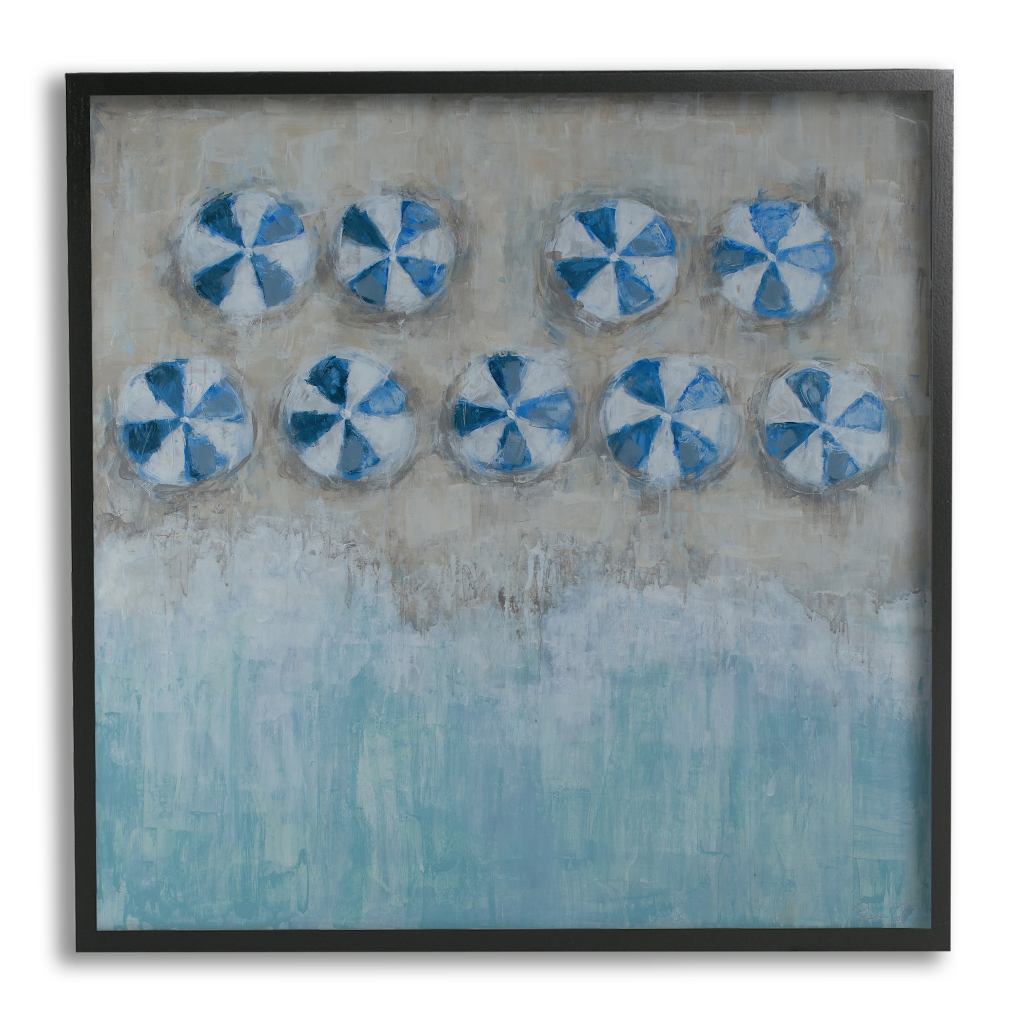 Stupell Industries Beach Umbrella Coast Abstract Aerial Landscape Painting, 12 x 12,Design by Reesa Qualia