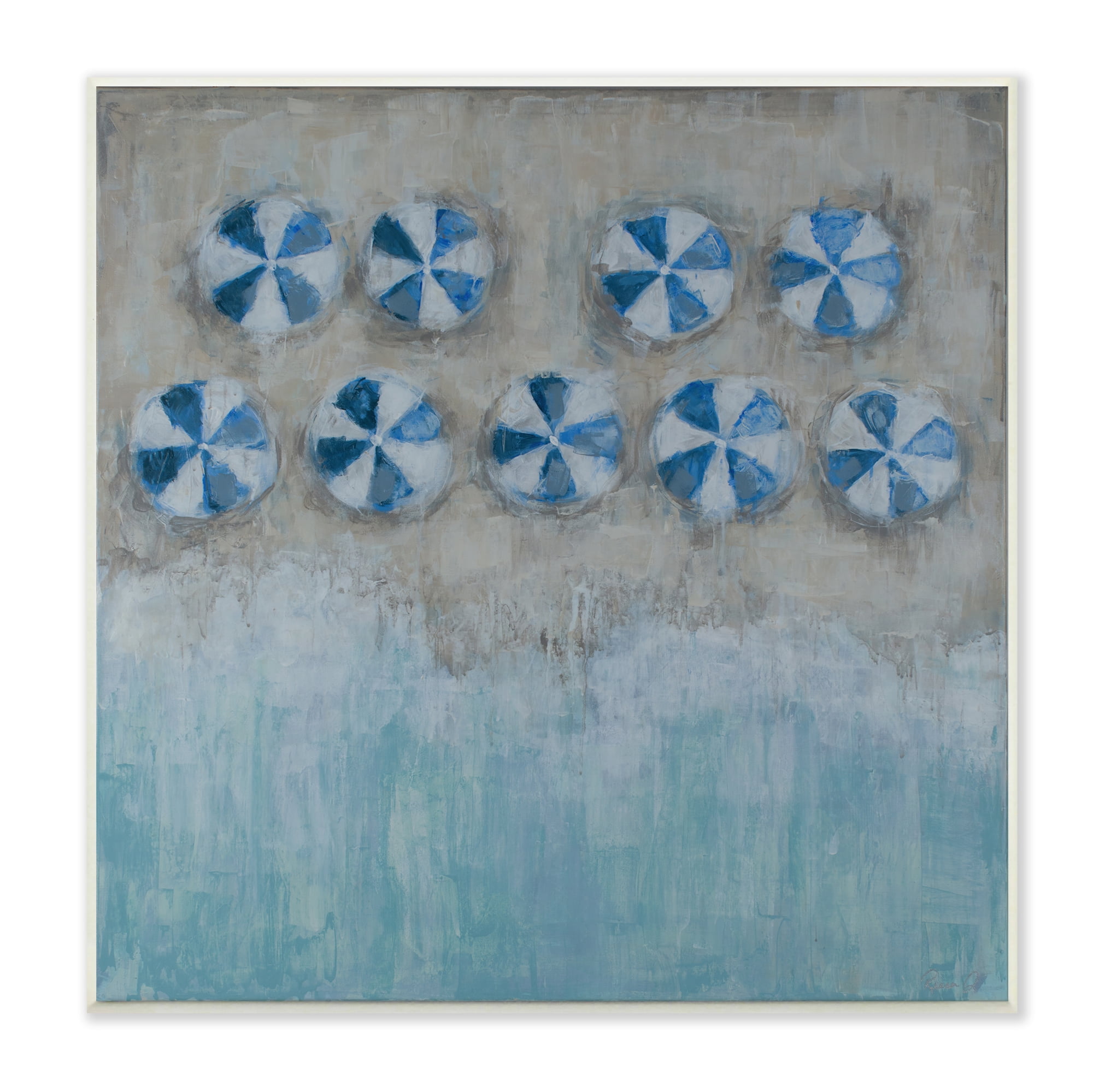 Stupell Industries Beach Umbrella Coast Abstract Aerial Landscape Painting, 12 x 12,Design by Reesa Qualia