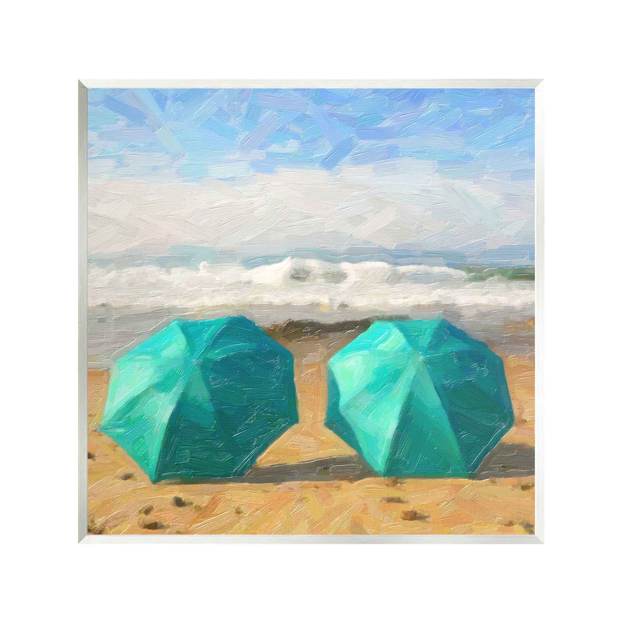 Stupell Industries Beach Umbrella Duo Landscape Painting Unframed Art Print Wall Art, 12 x 12