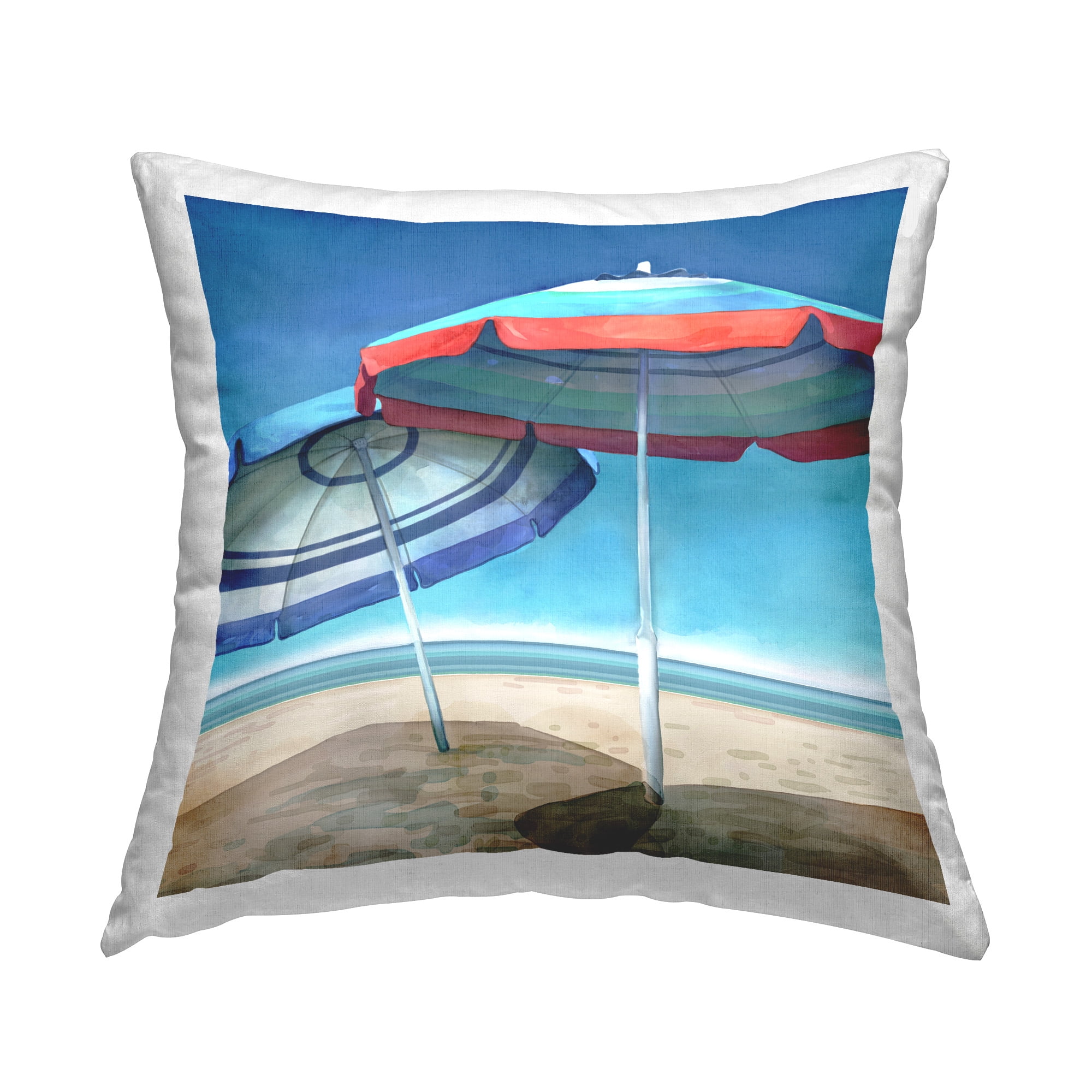 Stupell Industries Beach Umbrella Shadows Decorative Printed Throw Pillow Design by Mauro Devereaux