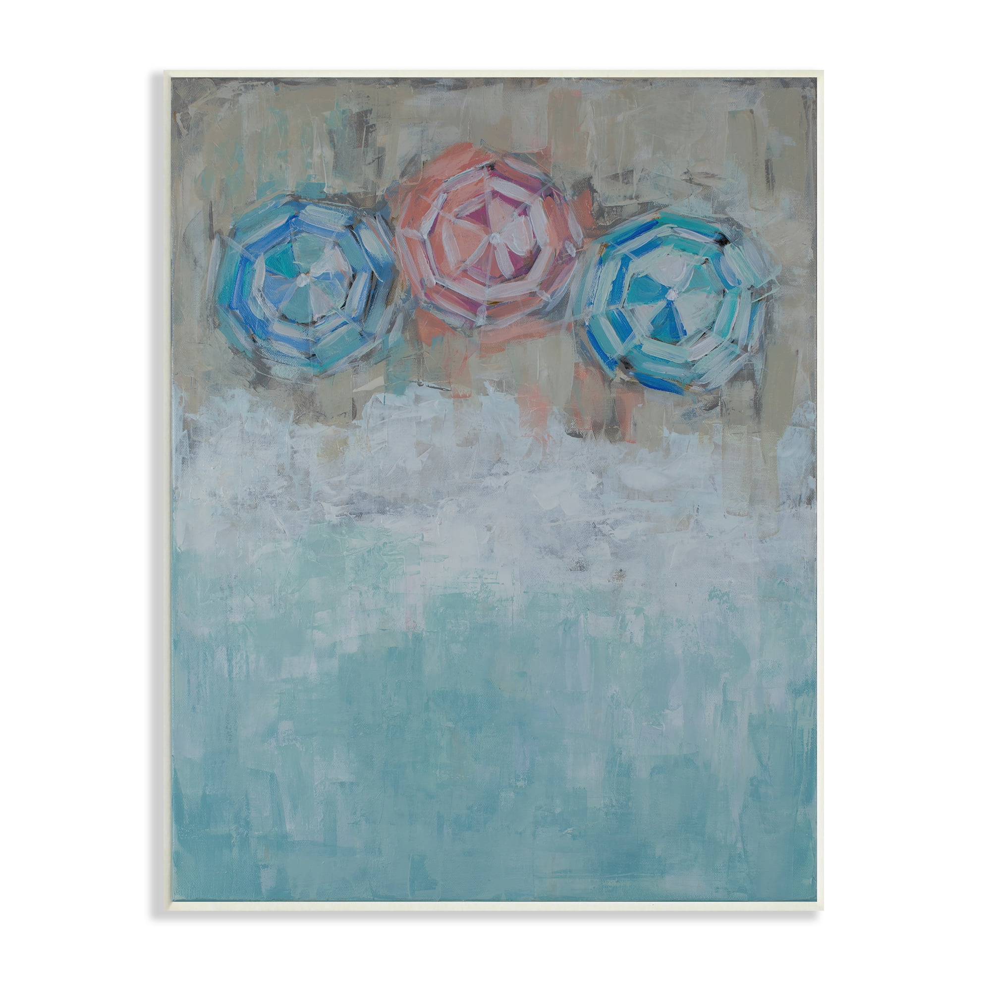 Stupell Industries Beach Umbrella Trio Abstract Aerial Ocean Coast, 10 x 15,Design by Reesa Qualia
