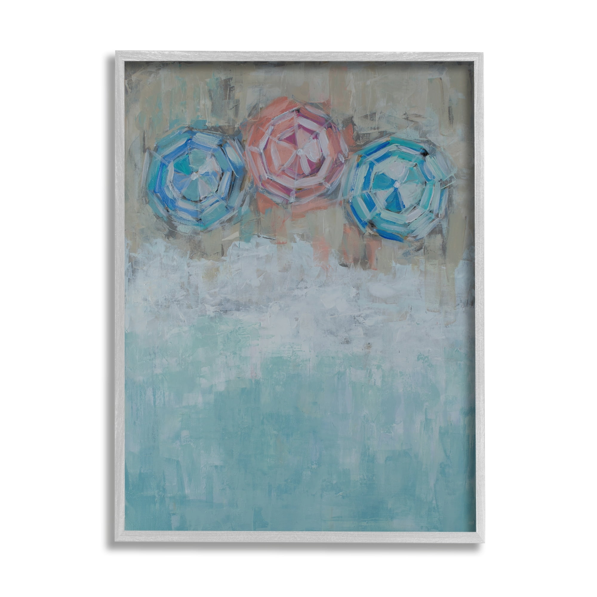 Stupell Industries Beach Umbrella Trio Abstract Aerial Ocean Coast, 16 x 20,Design by Reesa Qualia