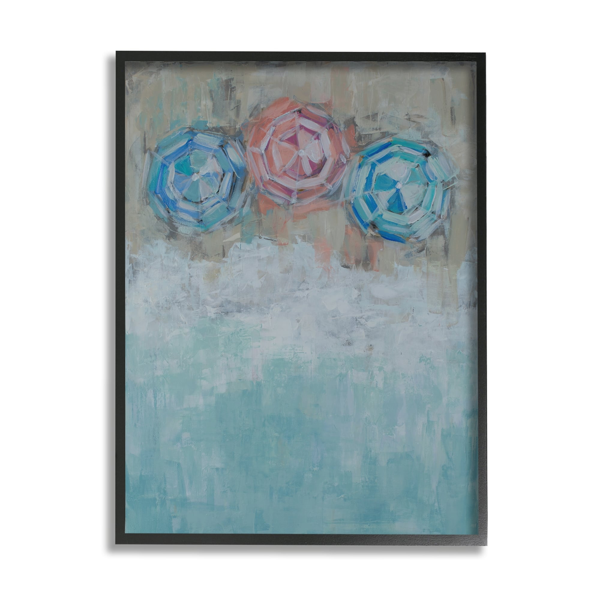 Stupell Industries Beach Umbrella Trio Abstract Aerial Ocean Coast, 24 x 30,Design by Reesa Qualia