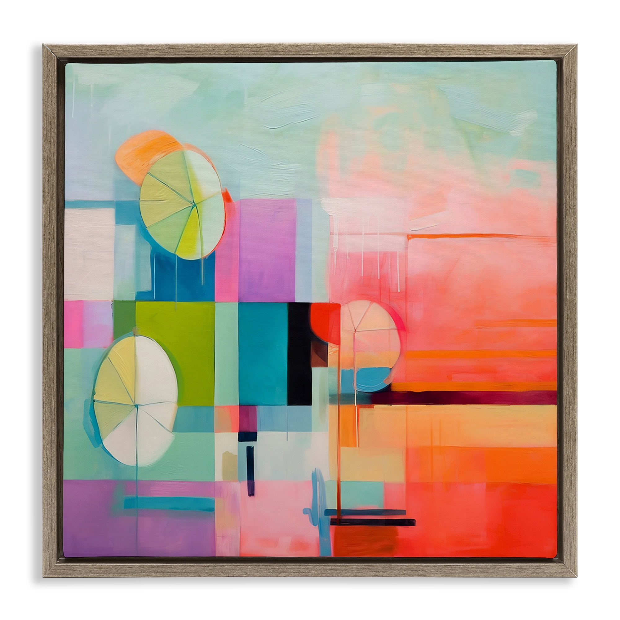 Stupell Industries Beach Umbrellas Abstraction Abstract Painting Brown Floater Framed Canvas Art Print Wall Art, 25 x 25