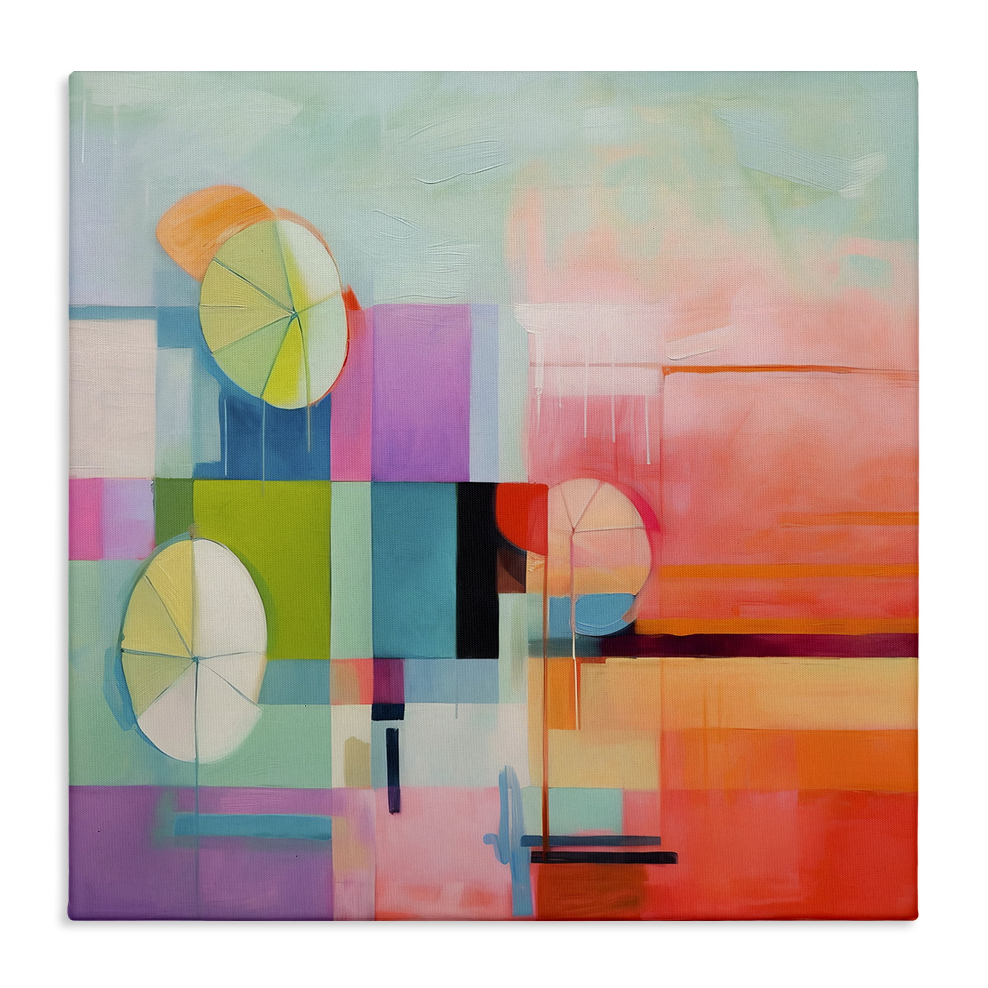 Stupell Industries Beach Umbrellas Abstraction Abstract Painting Gallery Wrapped Canvas Art Print Wall Art, 17 x 17