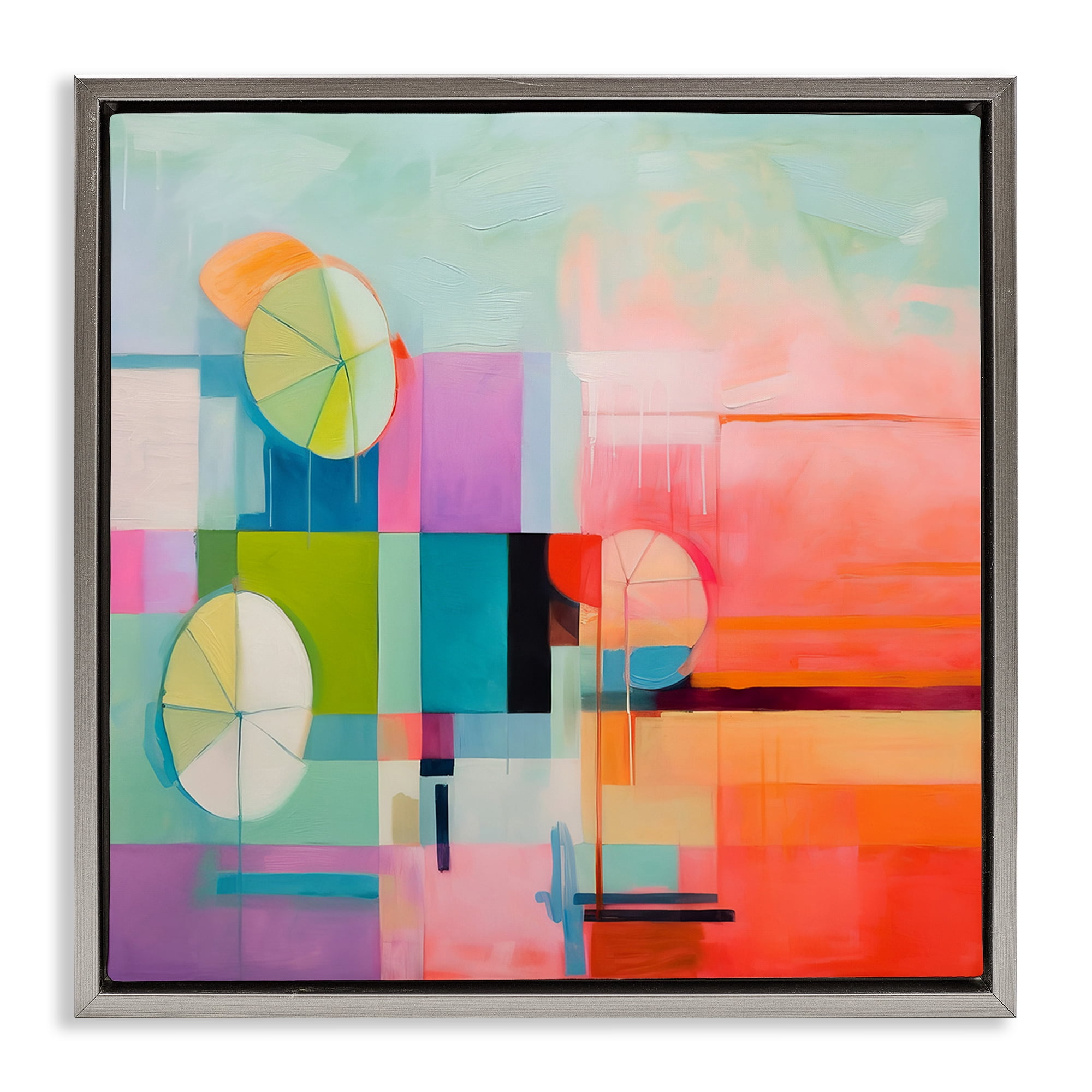 Stupell Industries Beach Umbrellas Abstraction Abstract Painting Gray Floater Framed Canvas Art Print Wall Art, 25 x 25