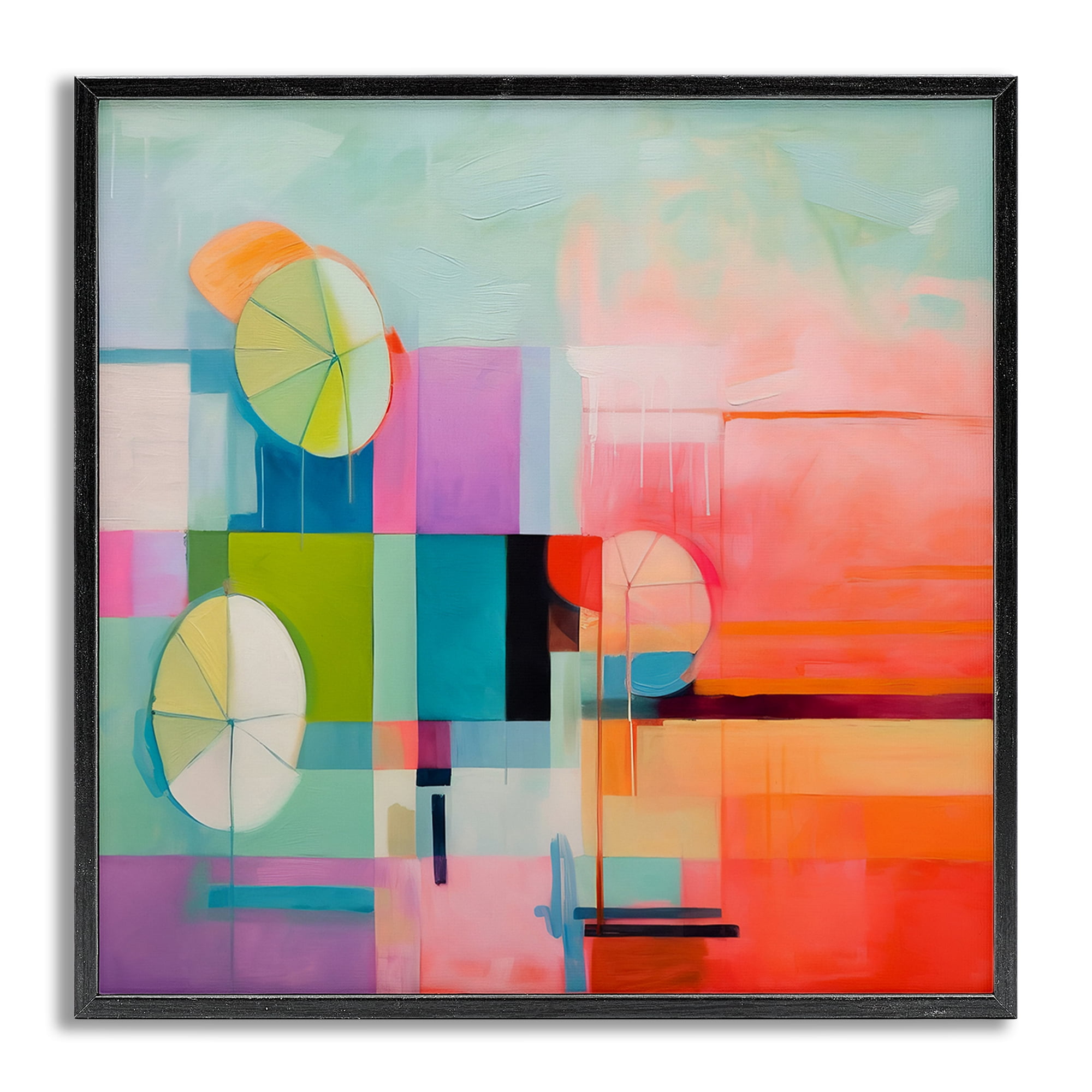 Stupell Industries Beach Umbrellas Abstraction Abstract Painting Gray Framed Art Print Wall Art, 12 x 12
