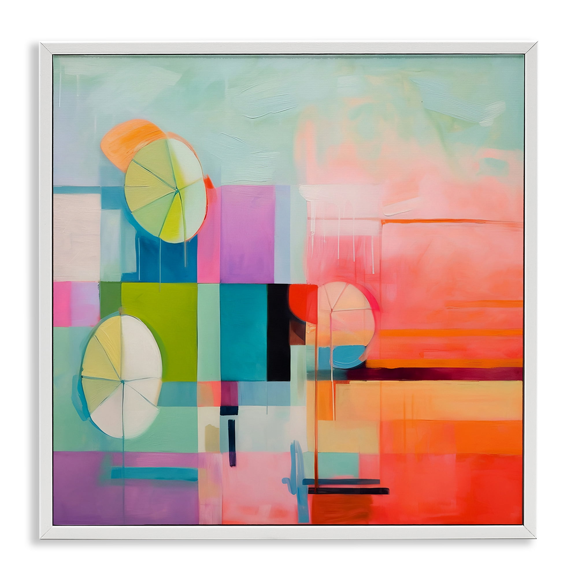 Stupell Industries Beach Umbrellas Abstraction Abstract Painting White Framed Art Print Wall Art, 24 x 24
