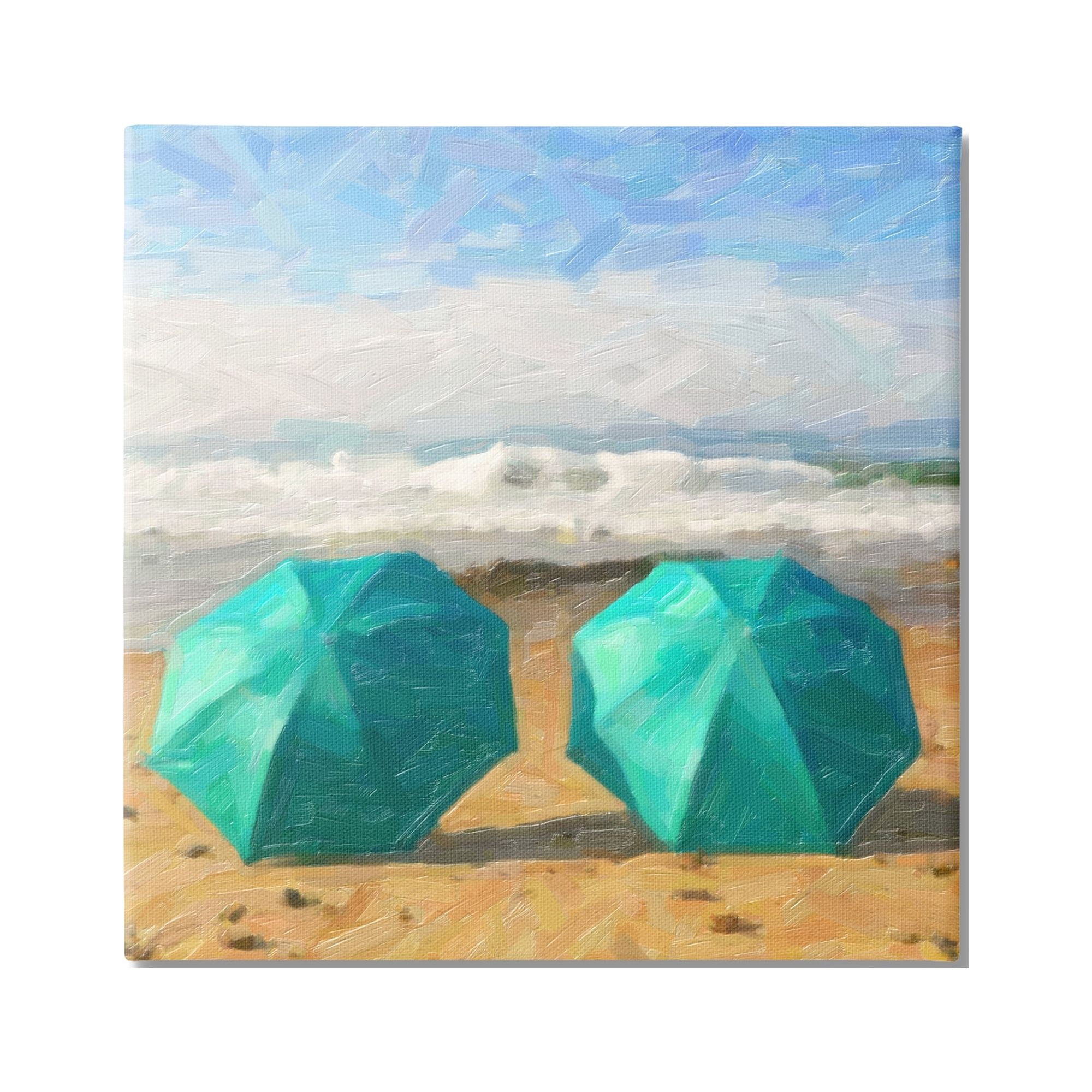 Stupell Industries Beach Umbrellas Duo Nature Painting Gallery Wrapped Canvas Print Wall Art, 30 x 30