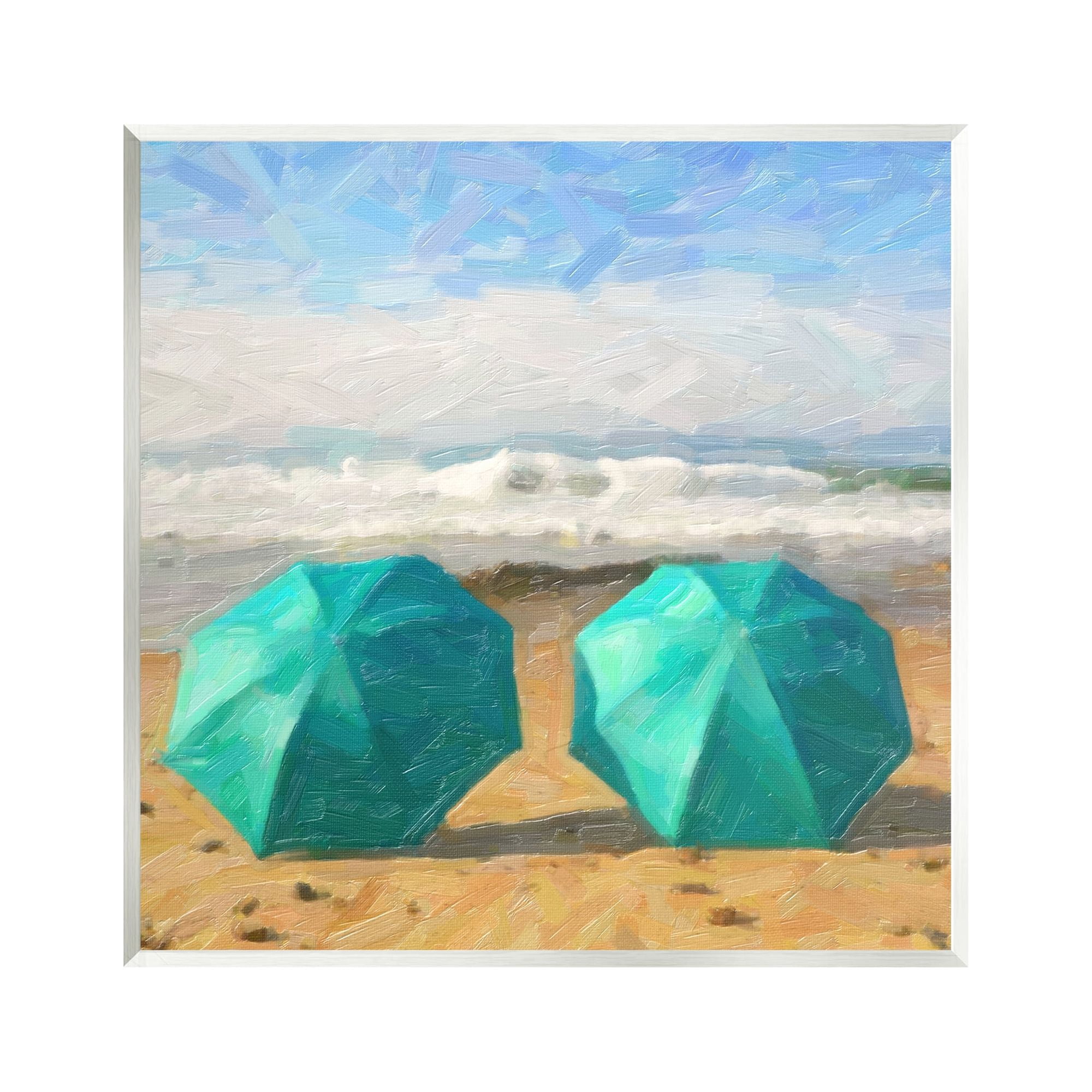 Stupell Industries Beach Umbrellas Duo Nature Painting Unframed Art Print Wall Art, 12 x 12