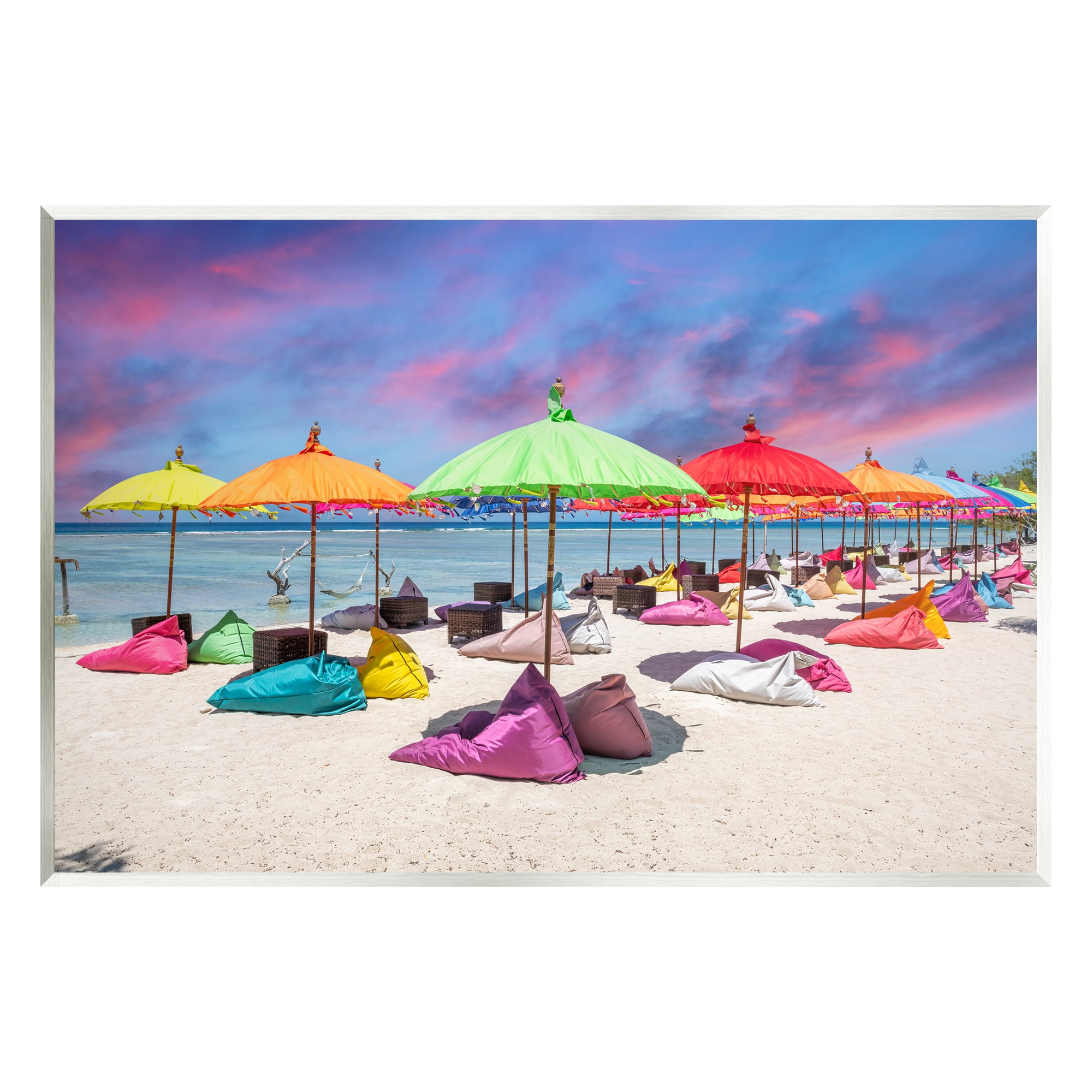 Stupell Industries Beach Umbrellas on Shore Landscape Photography Unframed Art Print Wall Art, 15 x 10