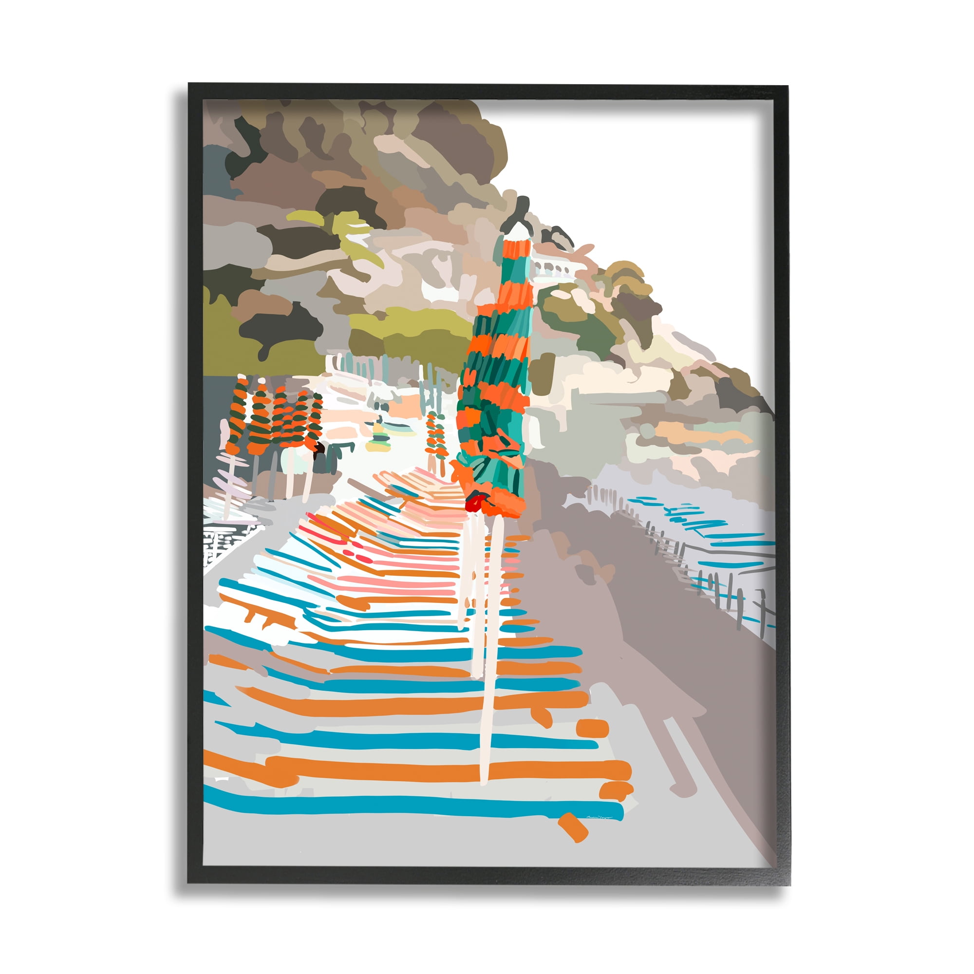 Stupell Industries Beach Vacation Coast Nature Painting Black Framed Art Print Wall Art, 11 x 14