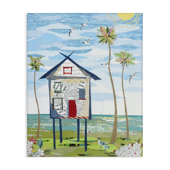 Stupell Industries Beach Vacation Getaway Coastal Painting Gallery Wrapped Canvas Art Print Wall Art, 16 x 20