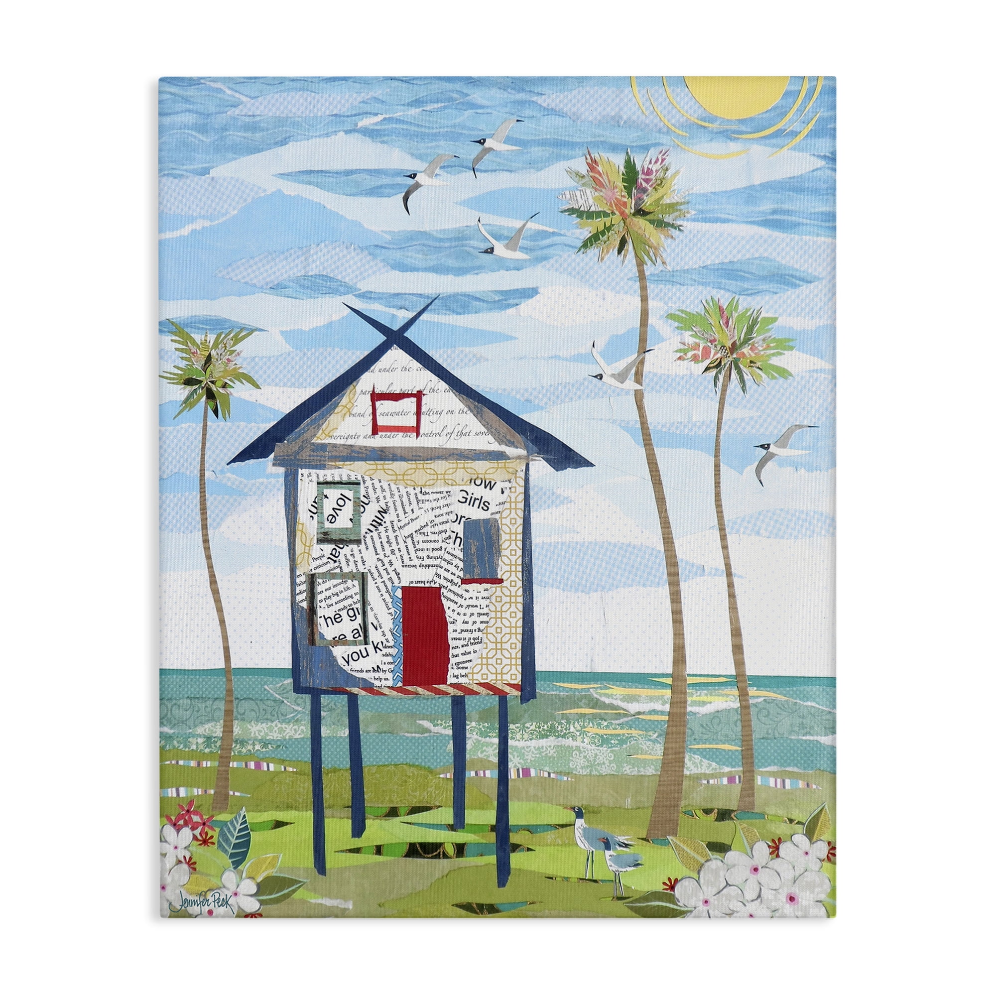 Stupell Industries Beach Vacation Getaway Coastal Painting Gallery Wrapped Canvas Art Print Wall Art, 24 x 30