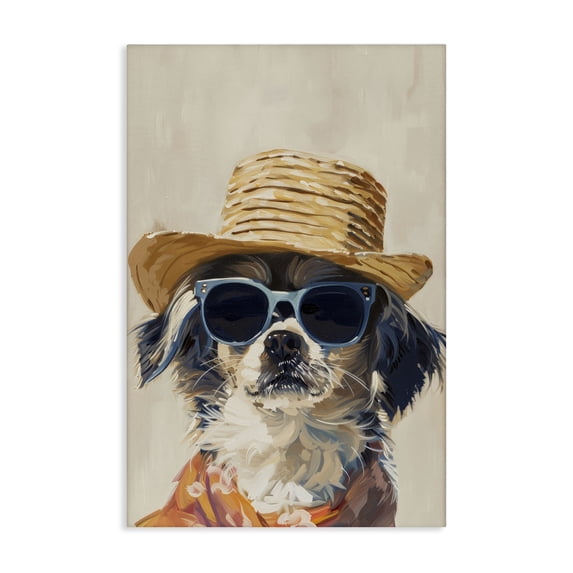Stupell Industries Eclectic Beach Vacation Pup Canvas Art, 16 x 24, by Petals Prints Design