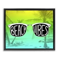 Stupell Industries Beach Vibes Sunglasses Typography Painting Black Floater Framed Canvas Art Print Wall Art, 21 x 17