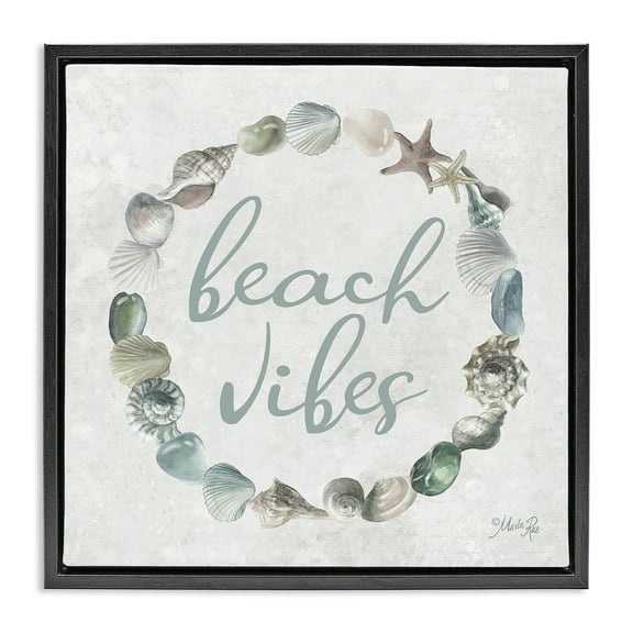 Stupell Industries Beach Vibes with Shells Animals & Insects Painting Black Floater Framed Canvas Art Print Wall Art, 18 x 18