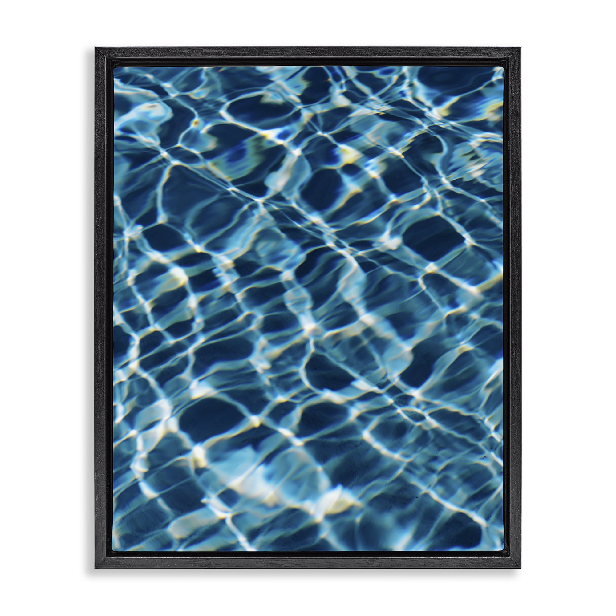 Stupell Industries Beach Water Pattern Abstract Painting Black Floater Framed Canvas Art Print Wall Art, 25 x 31