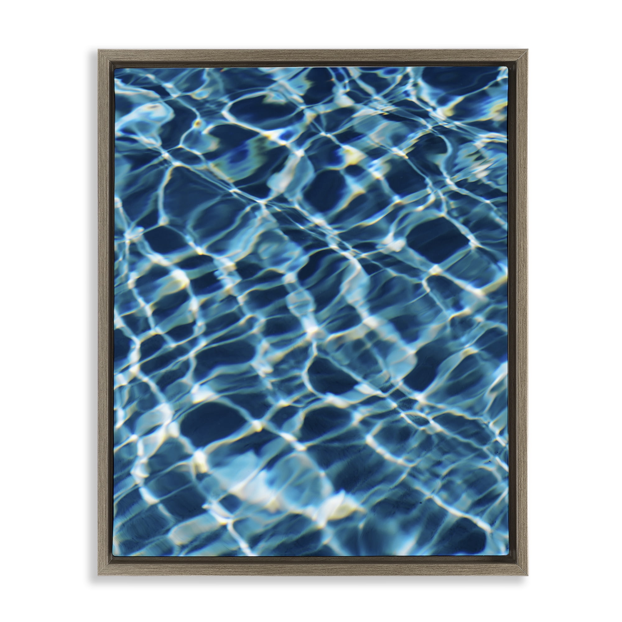 Stupell Industries Beach Water Pattern Abstract Painting Brown Floater Framed Canvas Art Print Wall Art, 25 x 31
