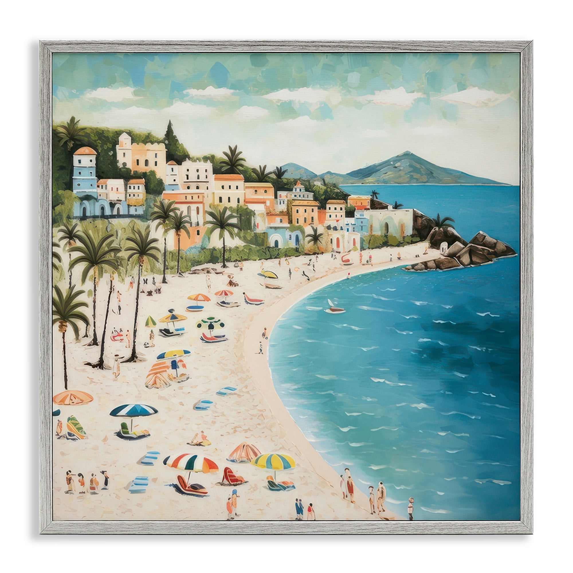Stupell Industries Beach Water's Edge Nautical & Beach Painting Gray Framed Art Print Wall Art, 12 x 12