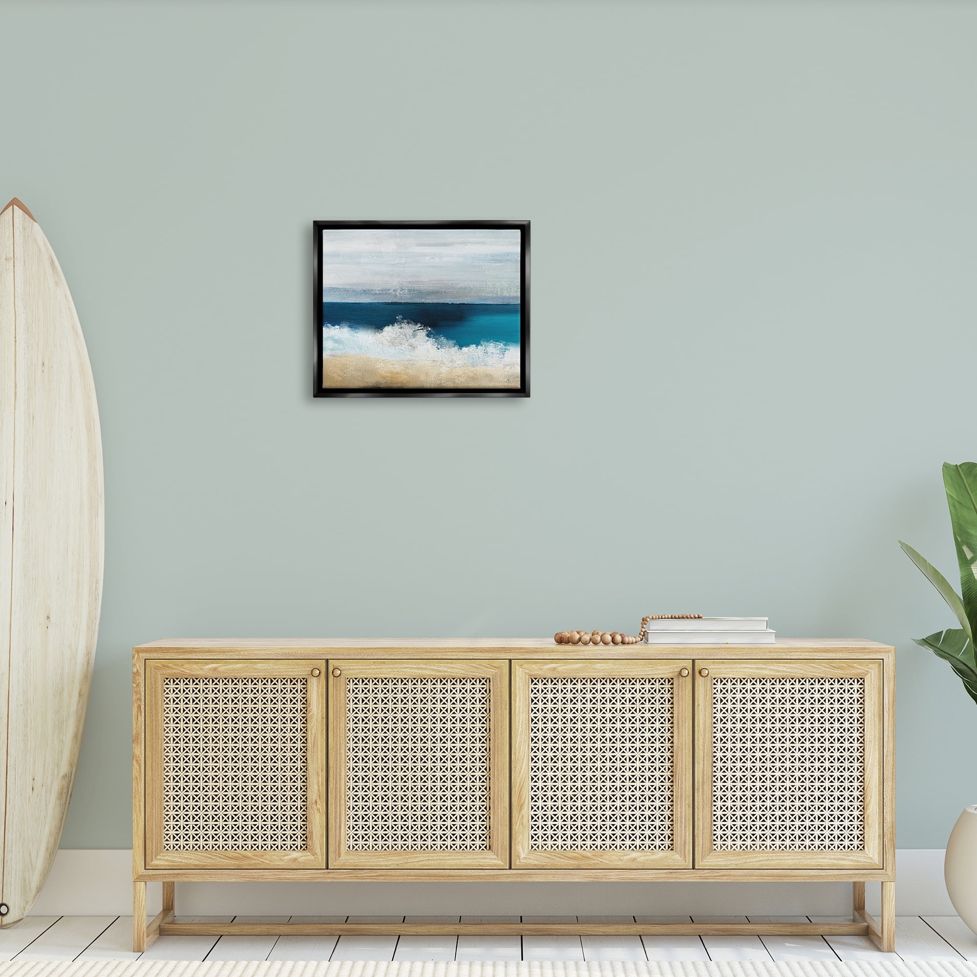 Stupell Industries Beach Waves Crashing Foam Panoramic Ocean View Painting Jet Black Floating Framed Canvas Print Wall Art, Design by Sophie 6
