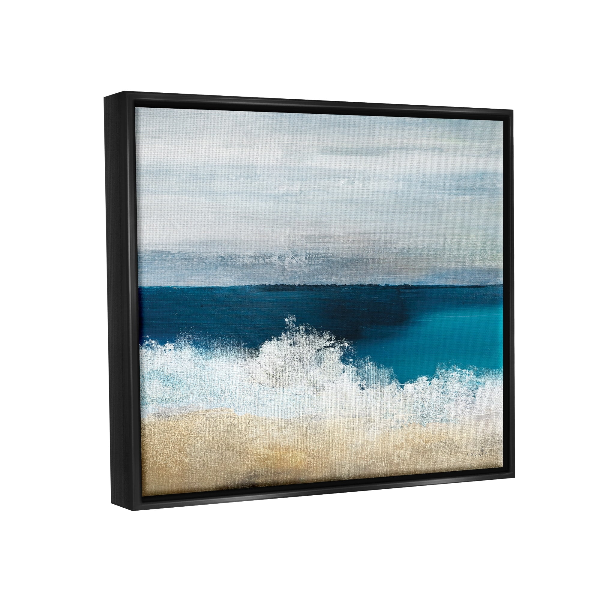 Stupell Industries Beach Waves Crashing Foam Panoramic Ocean View Painting Jet Black Floating Framed Canvas Print Wall Art, Design by Sophie 6