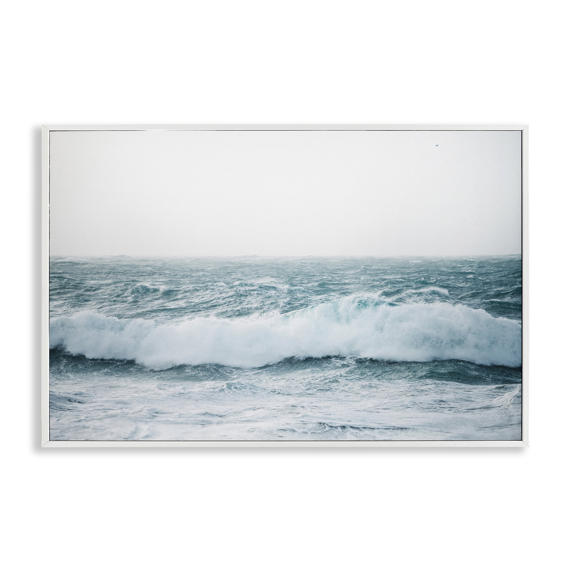 Stupell Industries Beach Waves Horizon Landscape & Nature Photography White Framed Art Print Wall Art, 30 x 20