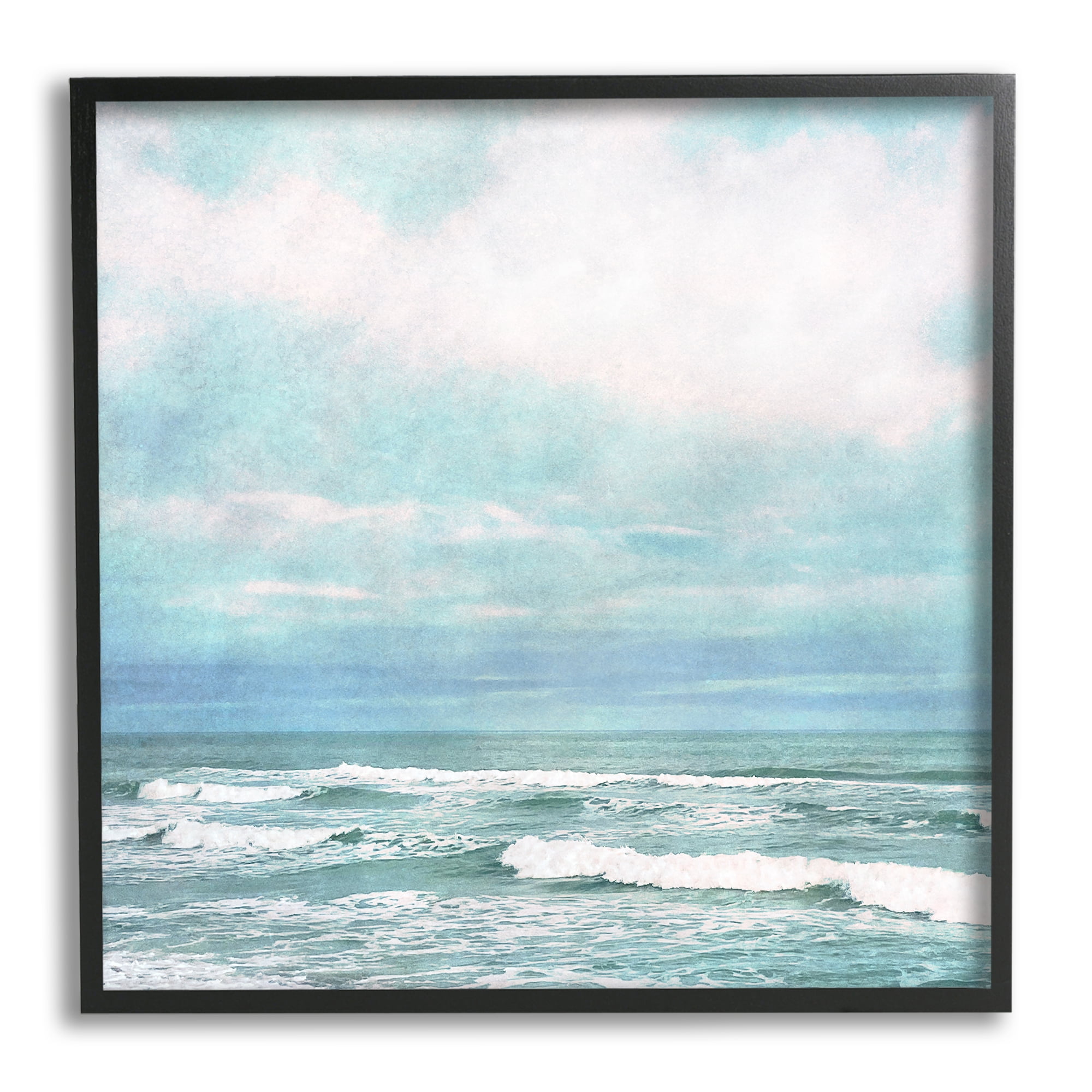 Stupell Industries Beach Waves Horizon Landscape Painting Black Framed Art Print Wall Art, 24 x 24