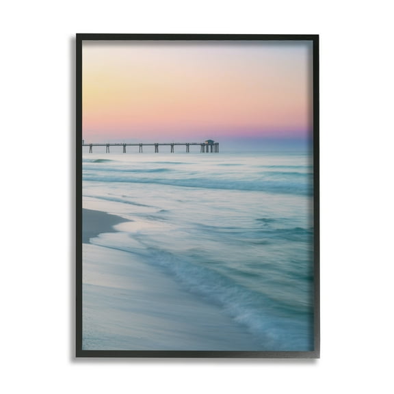 Stupell Industries Beach Waves Photography Landscape Photography Black Framed Art Print Wall Art, 11 x 14