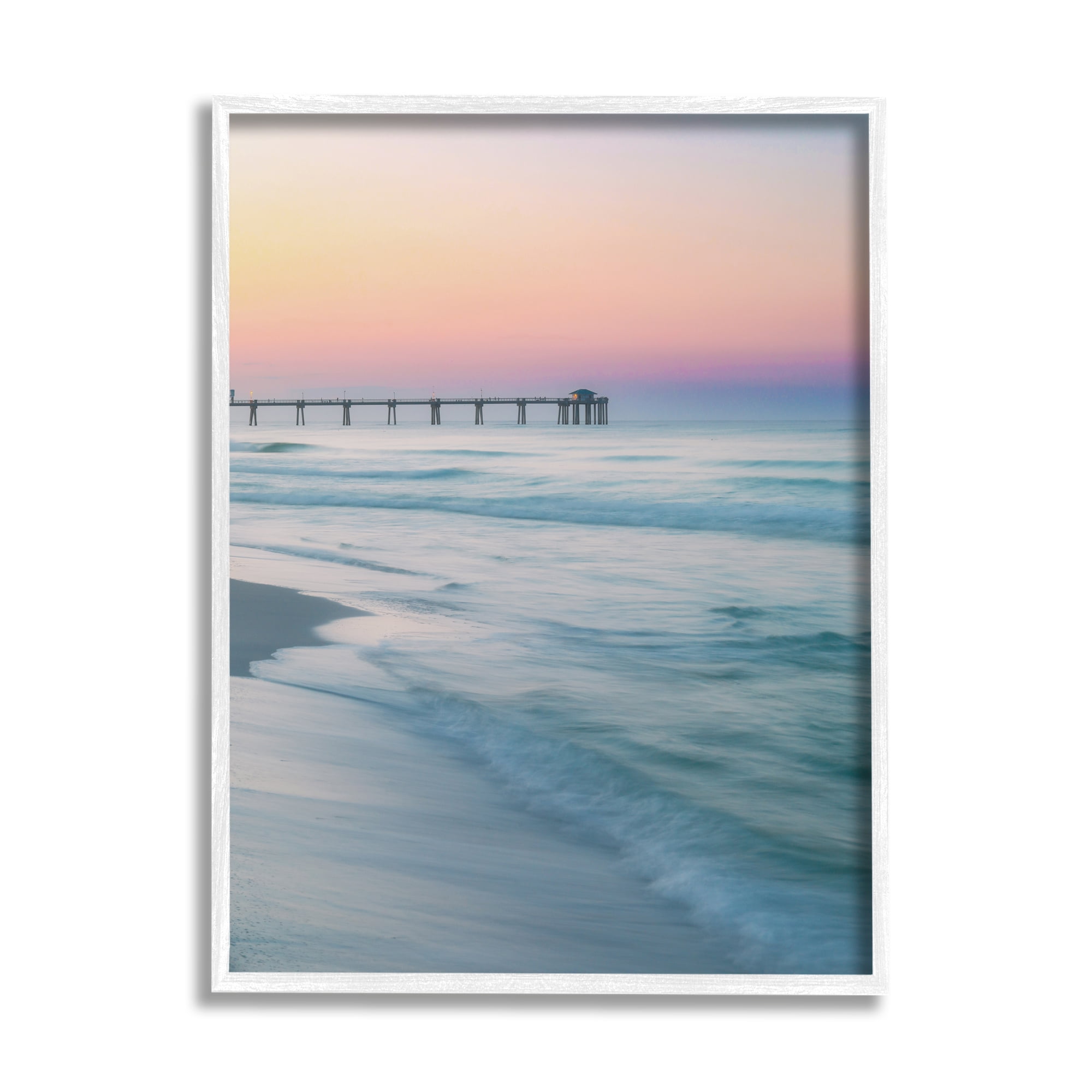 Stupell Industries Beach Waves Photography Landscape Photography White Framed Art Print Wall Art, 11 x 14