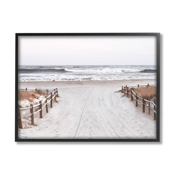 Stupell Industries Beach Waves Splashing Shoreline Foggy Horizon Sand, 14 x 11, Design by Natalie Carpentieri