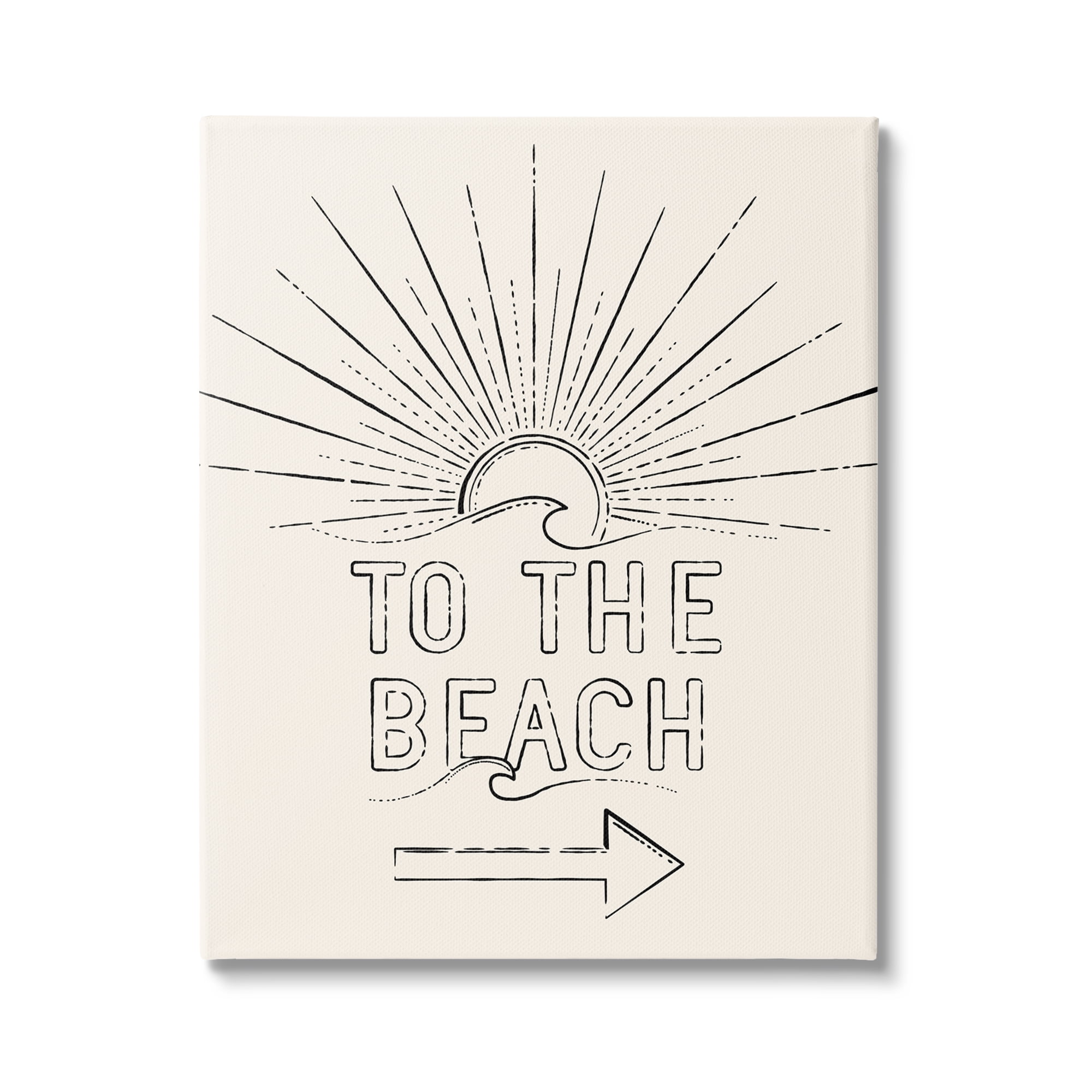 Stupell Industries To The Beach Weathered Vintage Sun Horizon Typography Graphic Art Gallery Wrapped Canvas Print Wall Art, Design by JJ Design House LLC