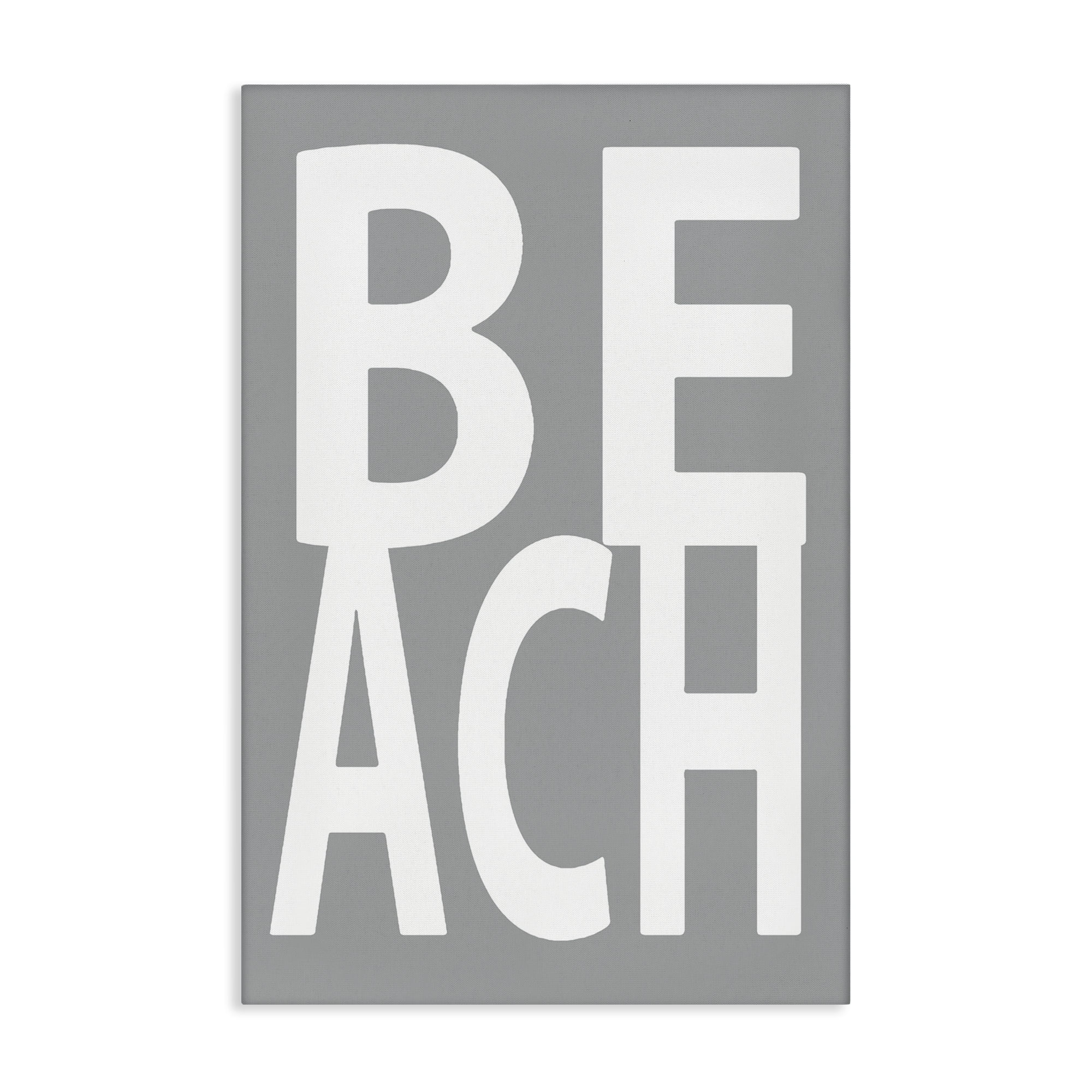 Stupell Industries Beach Word on Grey Typography Painting Gallery Wrapped Canvas Art Print Wall Art, 30 x 45