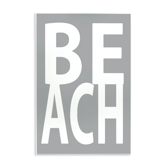 Stupell Industries Beach Word on Grey Typography Painting Unframed Art Print Wall Art, 10 x 15