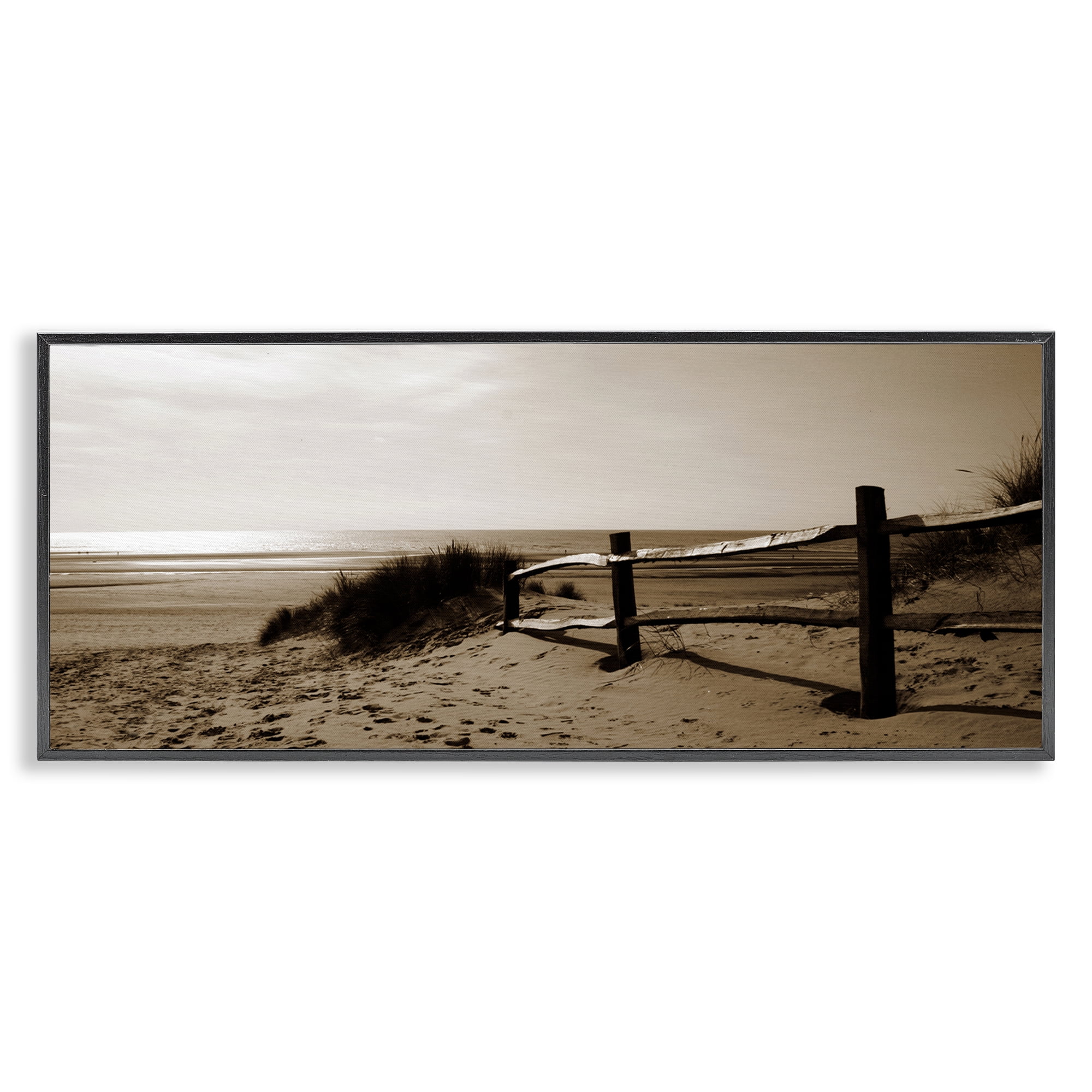 Stupell Industries Beach at Sundown Nautical & Beach Photography Black Framed Art Print Wall Art, 24 x 10