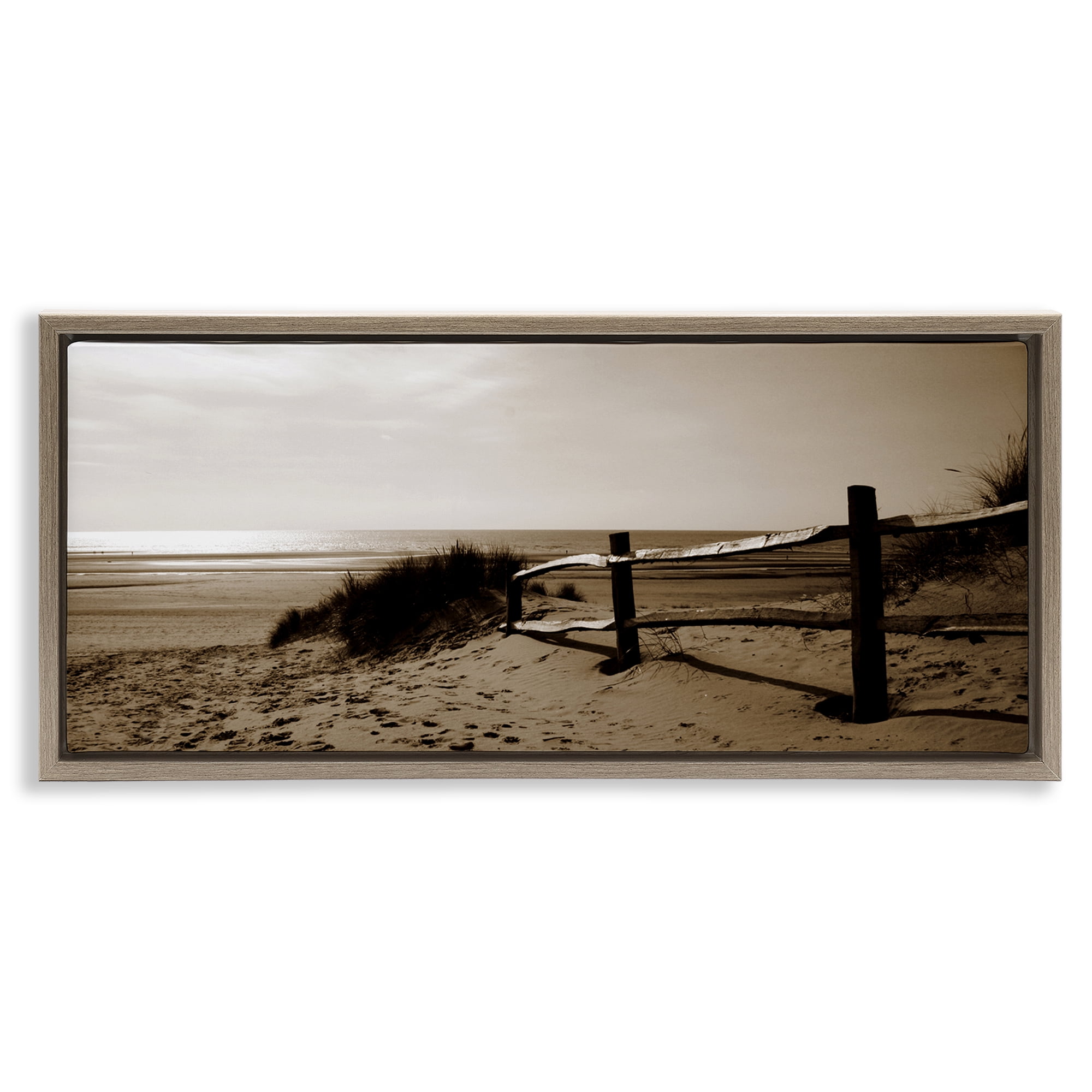 Stupell Industries Beach at Sundown Nautical & Beach Photography Brown Floater Framed Canvas Art Print Wall Art, 25 x 11